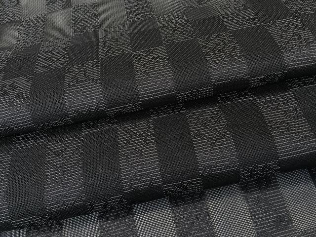 平和屋着物*夏物 お召 色紙文 黒地 ロング丈 正絹 逸品 CABK9125xi