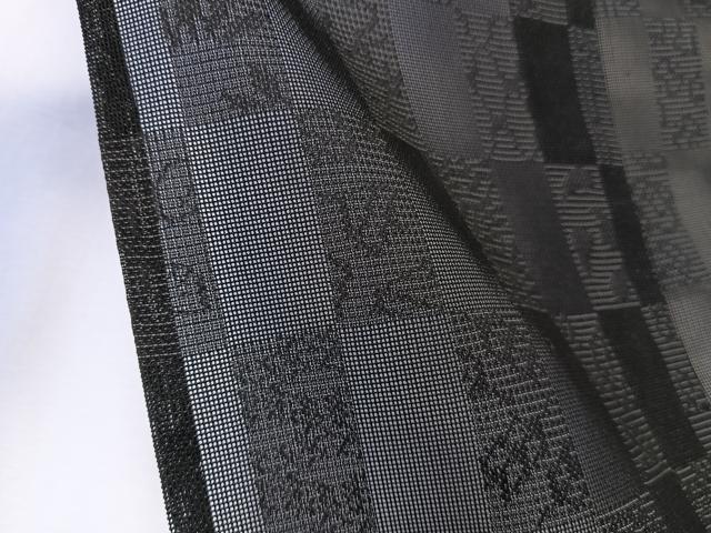 平和屋着物*夏物 お召 色紙文 黒地 ロング丈 正絹 逸品 CABK9125xi