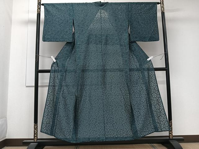 平和屋着物*夏物 小紋 紗 草花文 銀通し地 さが美扱い 正絹 逸品 CABK9127xi