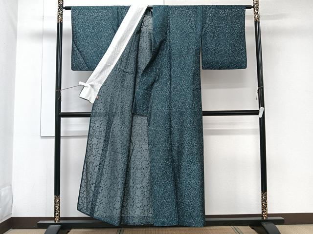 平和屋着物*夏物 小紋 紗 草花文 銀通し地 さが美扱い 正絹 逸品 CABK9127xi