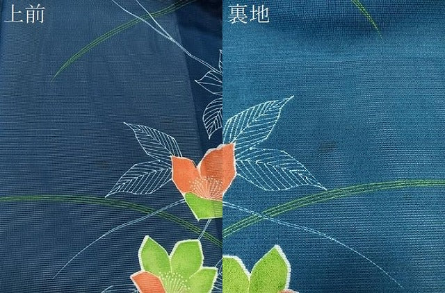 平和屋着物*夏物 小紋 絽 草花文 洗える着物 CABK9132xi