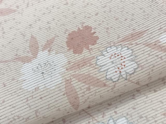 平和屋着物*夏物 小紋 絽 枝草花文 銀彩 洗える着物 CABK9144xi