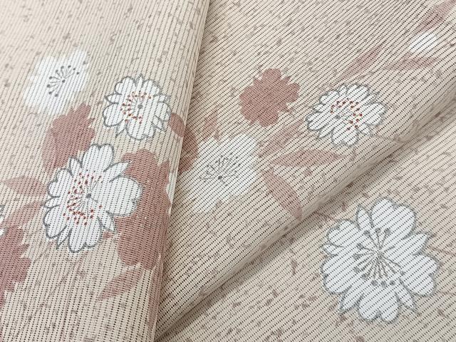 平和屋着物*夏物 小紋 絽 枝草花文 銀彩 洗える着物 CABK9144xi