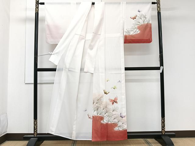 平和屋着物*夏物 訪問着 絽 舞蝶文 金彩 洗える着物 CABK9184xi