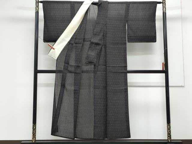 平和屋着物*夏物 紗紬 吉祥間道 黒地 正絹 逸品 CABK9205th