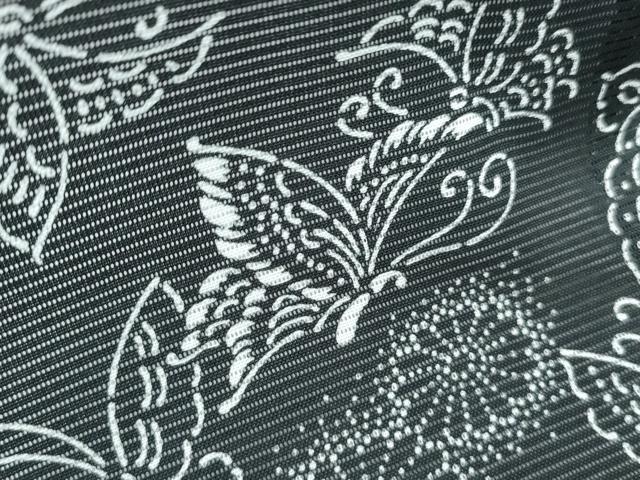 平和屋着物*夏物 小紋 絽 花蝶文 黒地 さんび謹製 洗える着物 CABK9213th