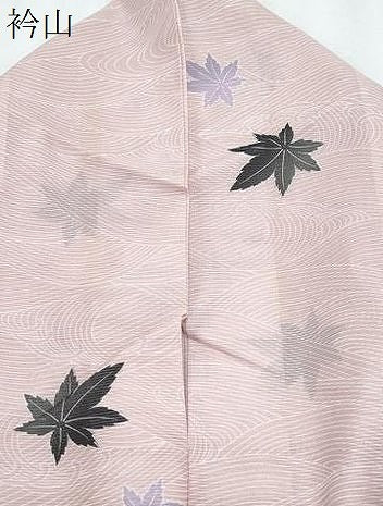 平和屋着物*夏物 小紋 絽 立波楓文 銀彩 洗える着物 CABK9219th