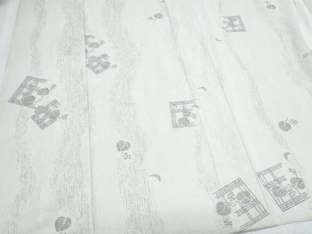 平和屋着物*夏物 小紋 紗 格子蔦の葉文 洗える着物 CABK9220th