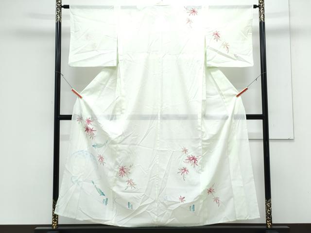 平和屋着物*夏物 訪問着 絽 魚 枝楓文 銀彩 洗える着物 CABK9223th