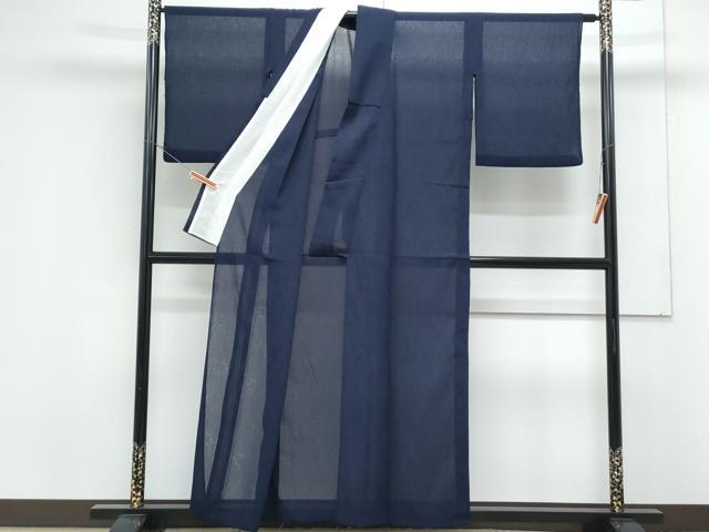 平和屋着物*夏物 色無地 草葉紋紗 鉄紺色 洗える着物 CABK9236th
