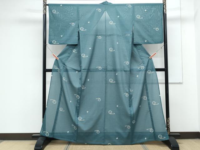 平和屋着物*夏物 小紋 絽 糸車文 洗える着物 CABK9239th