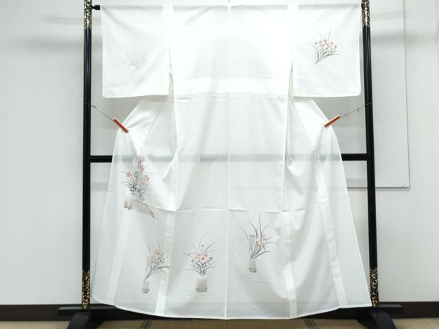 平和屋着物*夏物 訪問着 絽 手描き 草花文 金彩 洗える着物 CABK9248th