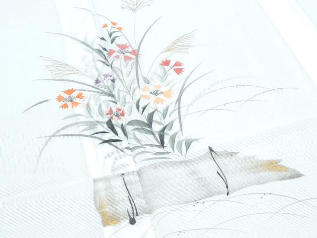 平和屋着物*夏物 訪問着 絽 手描き 草花文 金彩 洗える着物 CABK9248th