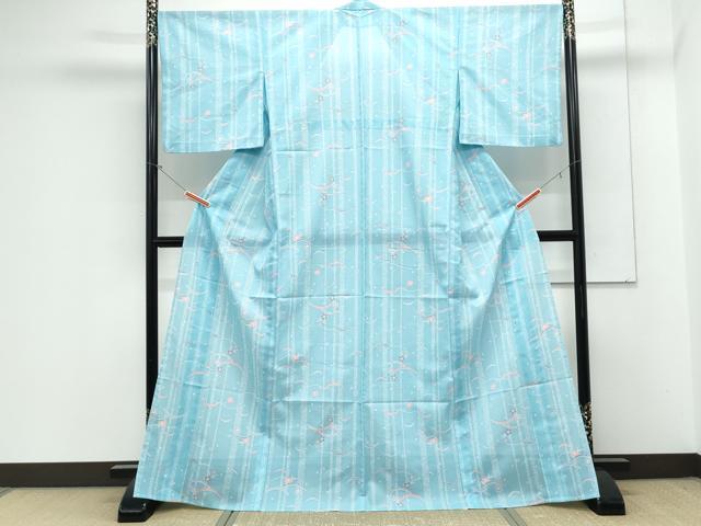平和屋着物*夏物 小紋 絽 雪芝舞花文 洗える着物 CABK9260th