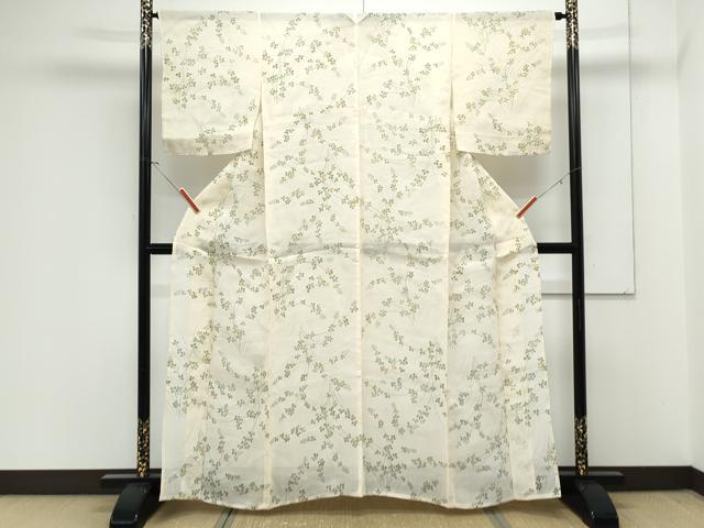 平和屋着物*夏物 小紋 紗紬 草花文 正絹 逸品 CABK9264th
