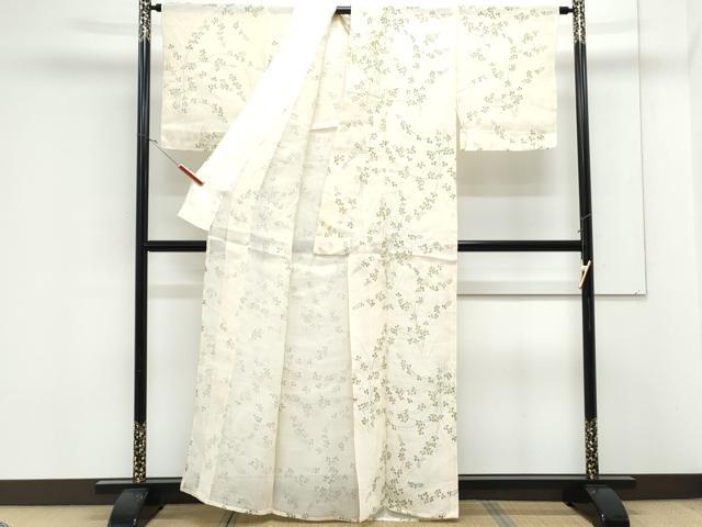 平和屋着物*夏物 小紋 紗紬 草花文 正絹 逸品 CABK9264th