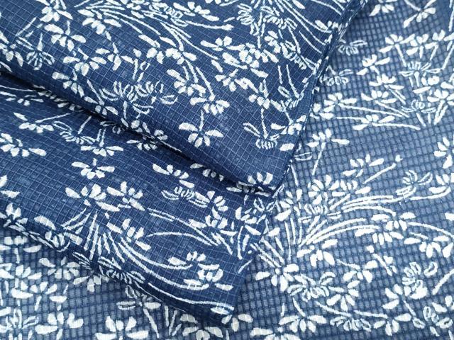 平和屋着物*夏物 小紋・浴衣兼用 絹紅梅 草花文 逸品 CABK9267th