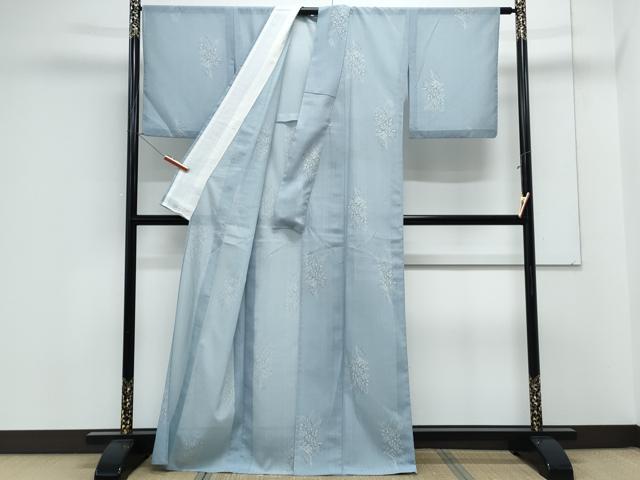 平和屋着物*夏物 小紋 紗 草花文 洗える着物 CABK9269th