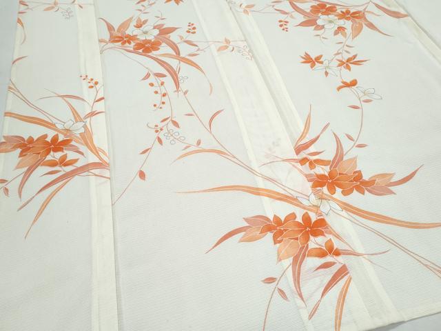 平和屋着物*夏物 小紋 絽 草花文 洗える着物 CABK9270th