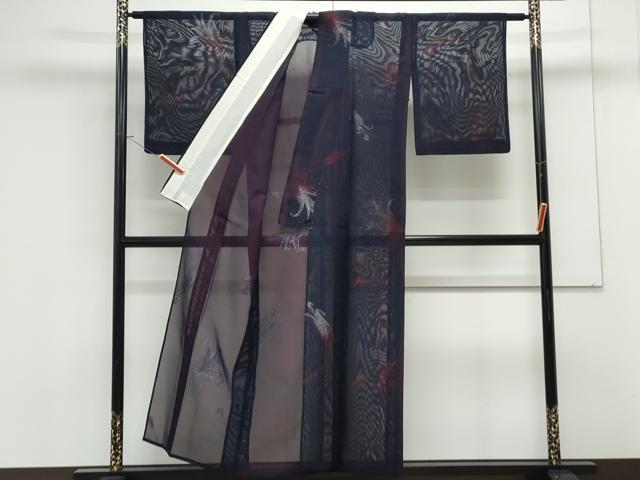平和屋着物*夏物 小紋 紗 草花文 銀彩 正絹 逸品 CABK9296th