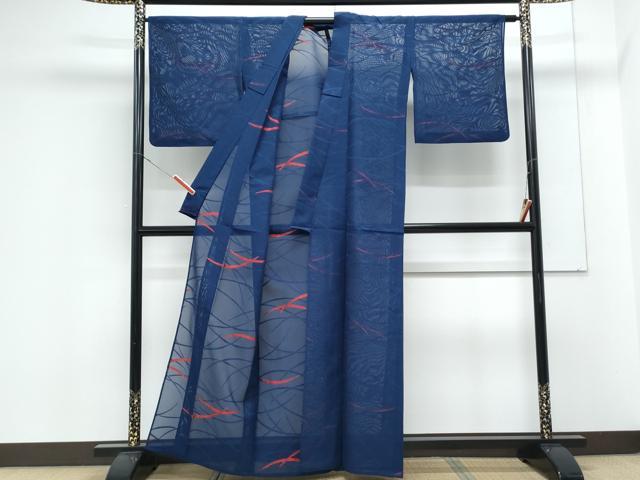 平和屋着物*夏物 小紋 紗 芝草文 正絹 逸品 CABK9303th
