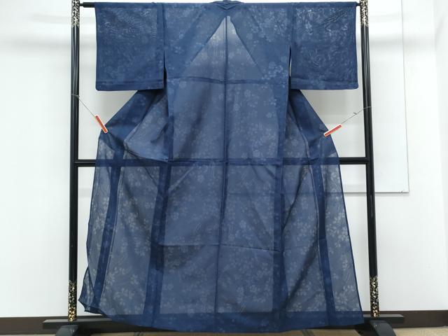 平和屋着物*夏物 小紋 縦絽 草花紋紗 正絹 逸品 CABK9305th