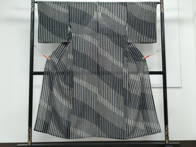平和屋着物*夏物 小紋 絽 吉祥間道 黒地 正絹 逸品 CABK9306th