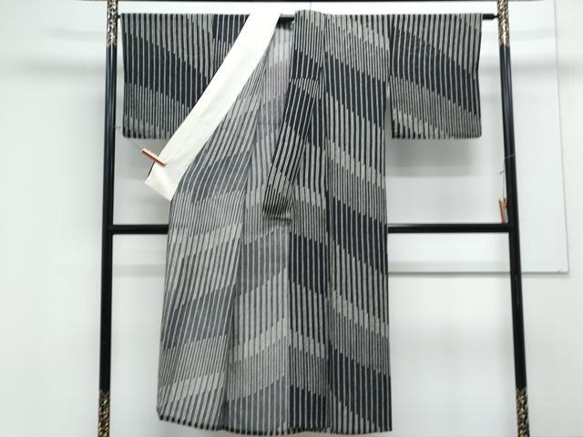 平和屋着物*夏物 小紋 絽 吉祥間道 黒地 正絹 逸品 CABK9306th