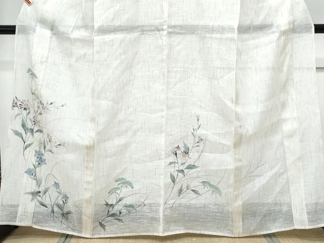 平和屋着物*夏物 訪問着 紗紬 手描き 草花文 正絹 逸品 CABK9308th