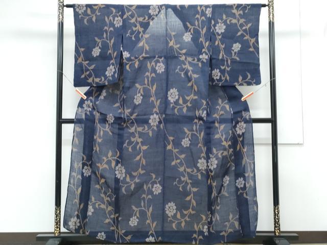 平和屋着物*夏物 本場小千谷ちぢみ 草花文 麻 逸品 CABK9312th