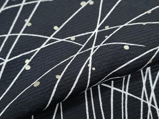 平和屋着物*夏物 訪問着 絽 駒刺繍 草葉文 黒地 金彩 正絹 逸品 CABK9328th