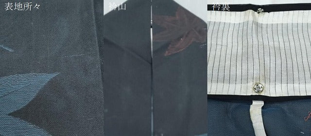 平和屋着物*夏物 小紋 紗 枝楓文 黒地 正絹 逸品 CABK9334th
