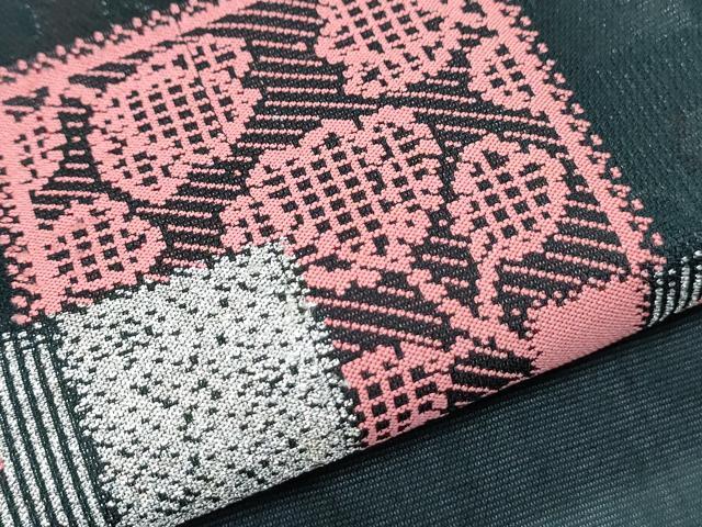 平和屋着物*夏物 小紋 紗 色紙重ね草葉文 銀糸 正絹 逸品 CABK9340th