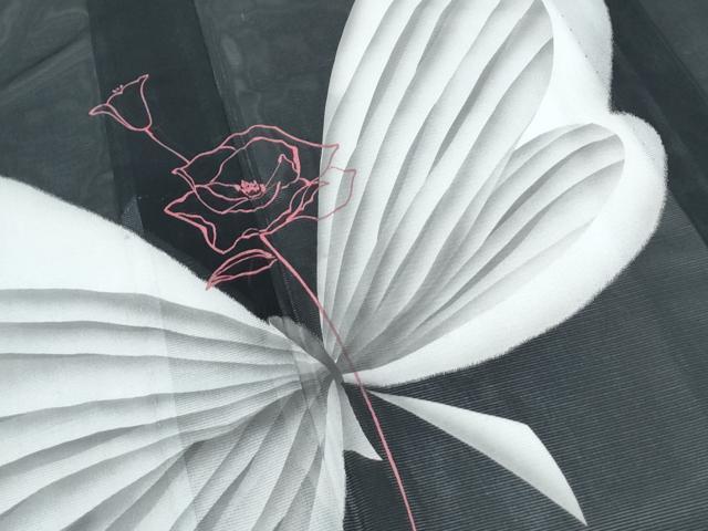 平和屋着物*夏物 訪問着 絽 薔薇舞蝶文 黒地 洗える着物 CABK9351th