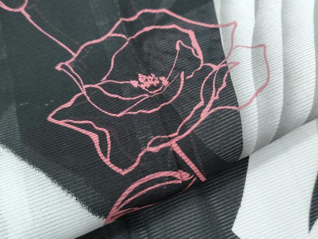 平和屋着物*夏物 訪問着 絽 薔薇舞蝶文 黒地 洗える着物 CABK9351th