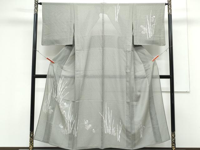 平和屋着物*夏物 訪問着 籬紋紗 草花文 銀彩 正絹 逸品 CABK9381th