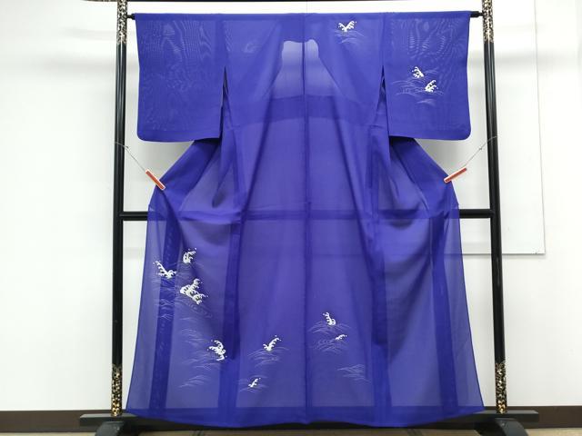 平和屋着物*夏物 訪問着 絽 立波文 銀彩 正絹 逸品 CABK9383th