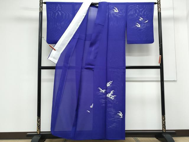 平和屋着物*夏物 訪問着 絽 立波文 銀彩 正絹 逸品 CABK9383th