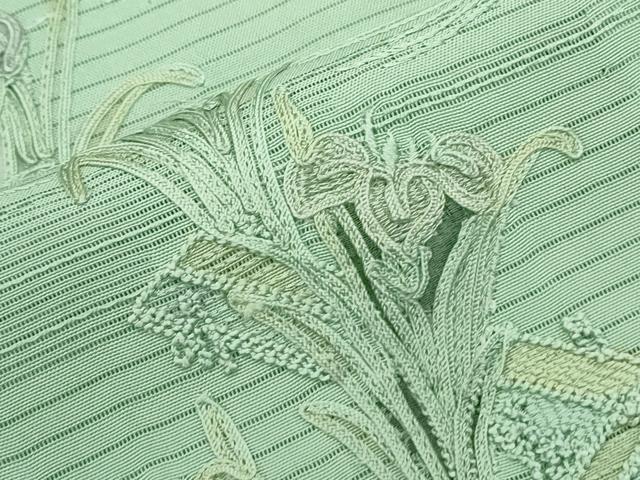平和屋着物*夏物 訪問着 絽 総刺繍 草花文 暈し染め 反端付き 正絹 逸品 CABK9430th