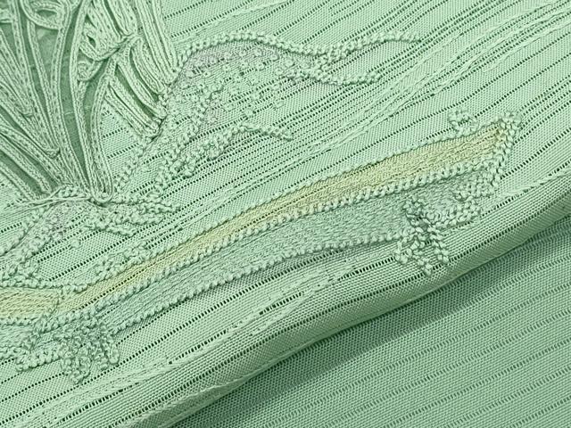 平和屋着物*夏物 訪問着 絽 総刺繍 草花文 暈し染め 反端付き 正絹 逸品 CABK9430th