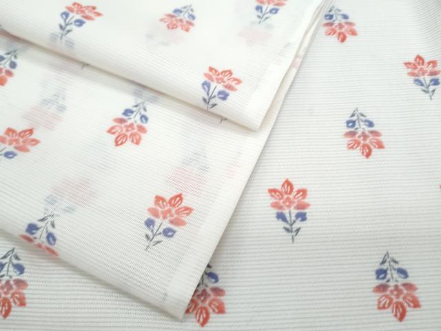 平和屋着物*夏物 小紋 絽 草花文 洗える着物 CABK9446th