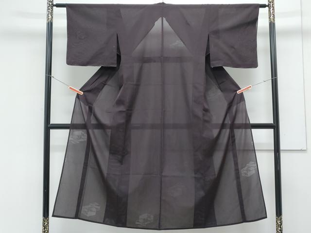 平和屋着物*夏物 色無地 枝花文紗 滅紫色 正絹 逸品 CABK9456th