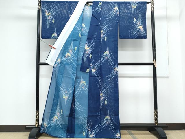 平和屋着物*夏物 小紋 絽 花蝶文 洗える着物 CABK9457th