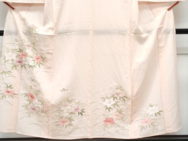 平和屋着物*夏物 訪問着 絽 手描き 草花文 暈し染め 銀彩 正絹 逸品 CABK9561th