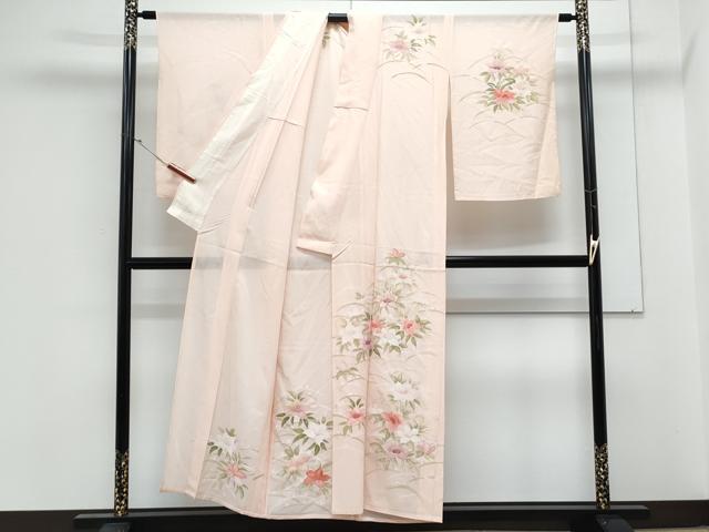 平和屋着物*夏物 訪問着 絽 手描き 草花文 暈し染め 銀彩 正絹 逸品 CABK9561th
