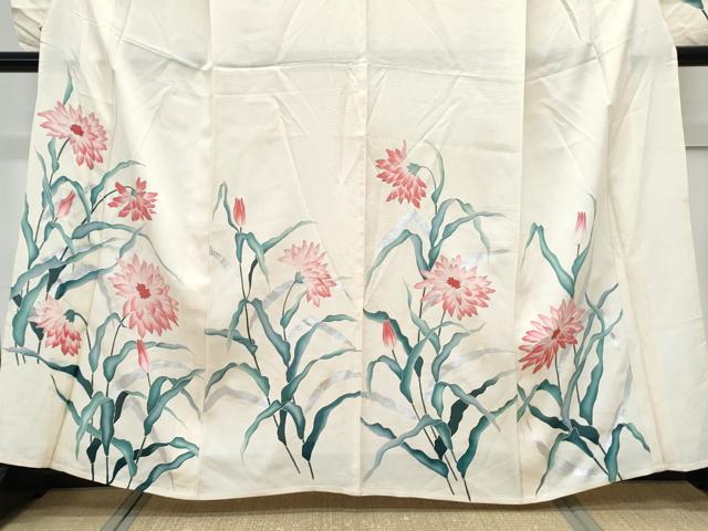 平和屋着物*夏物 小振袖 二尺袖 絽 草花文 銀彩 正絹 逸品 CABK9562th