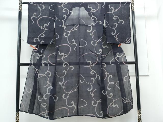 平和屋着物*夏物 本場小千谷ちぢみ 抽象文様 麻 逸品 CABK9578th