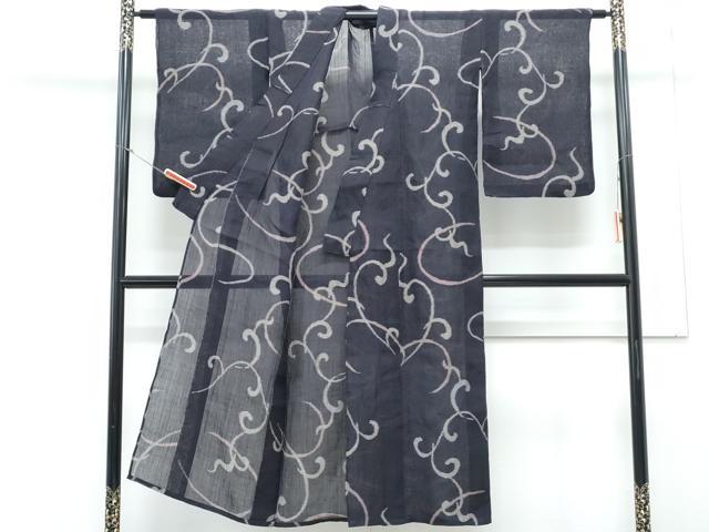 平和屋着物*夏物 本場小千谷ちぢみ 抽象文様 麻 逸品 CABK9578th