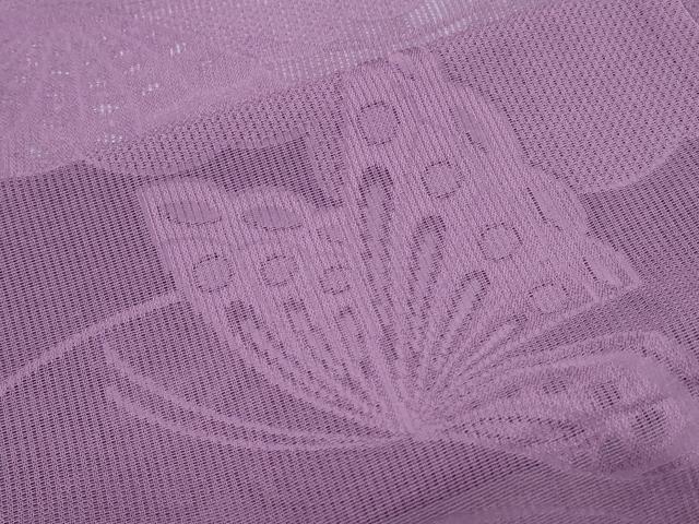 平和屋着物*夏物 色無地 芝草舞蝶紋紗 蒲葡色 正絹 逸品 CABK9585th