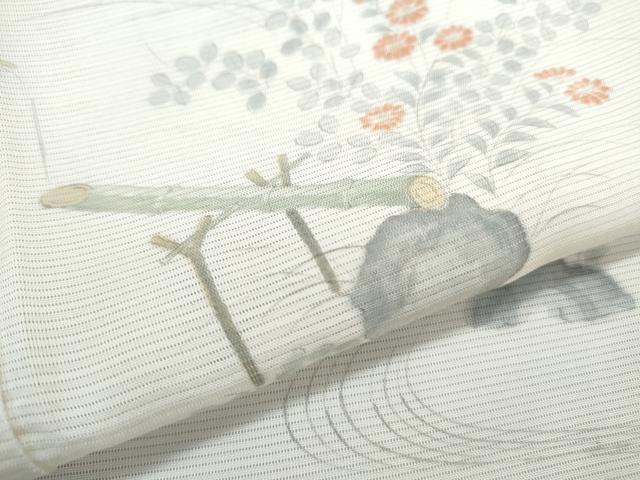 平和屋着物*夏物 小紋 絽 手描き 風景文 正絹 逸品 CABK9597th